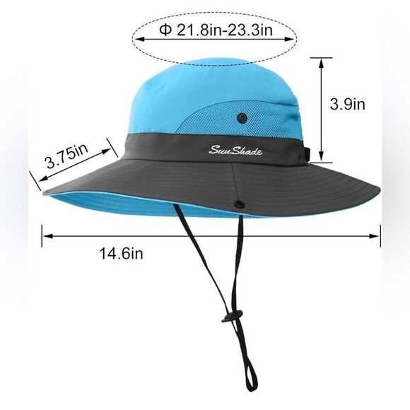 Pieces Womens Ponytail Wide Brim Sun Hat Packable UV Protection Beach Cap